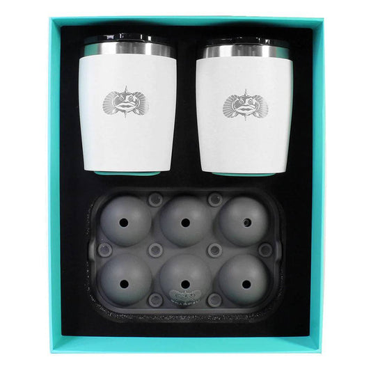 Toadfish Non-Tipping 10oz White Rocks Tumblers w/Ice Ball Tray - 2 Tumblers [1119] - Twin Screws Marine Service