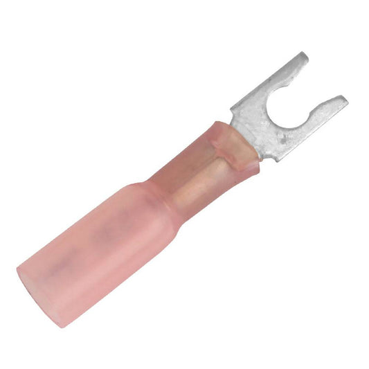 Pacer 22-18 AWG Heat Shrink Spade Terminal - #8 Stud Size - 25 Pack [TE18-8SLF-25] - Twin Screws Marine Service
