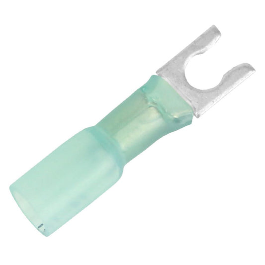Pacer 16-14 AWG Heat Shrink Spade Terminal - #8 Stud Size - 100 Pack [TE14-8SLF-100] - Twin Screws Marine Service