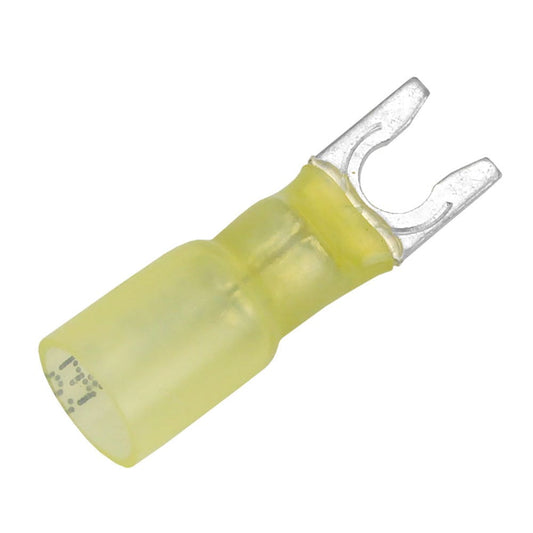 Pacer 12-10 AWG Heat Shrink Spade Terminal - #10 Stud Size - 100 Pack [TE10-10SLF-100] - Twin Screws Marine Service