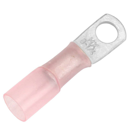 Pacer 8 AWG Heat Shrink Ring Terminal - 1/4" Stud Size - 25 Pack [TE8-14R-25] - Twin Screws Marine Service