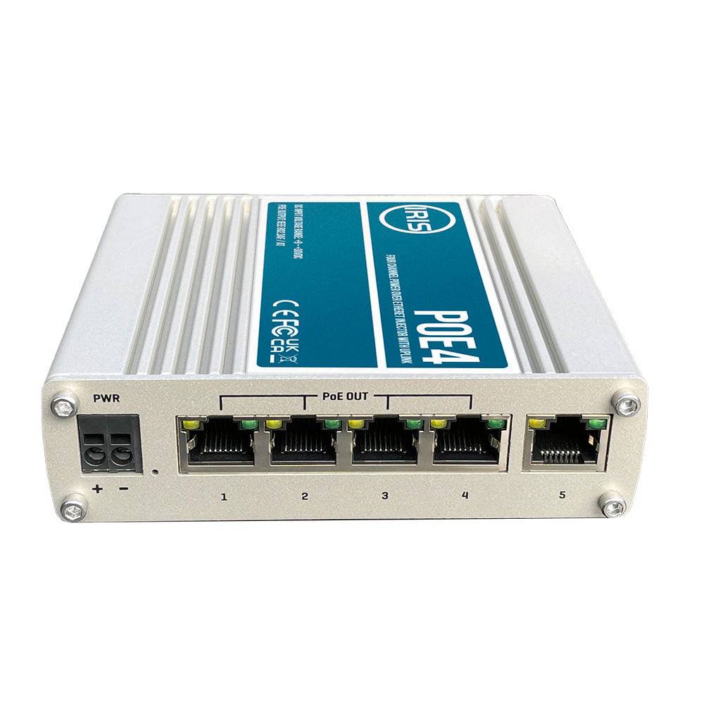 Iris Four Channel Uplink Power Over Ethernet Switch - IEEE802.3af  3at Compliant - 9-30VDC Input - 48VDC Output [POE4V2] - Twin Screws Marine Service