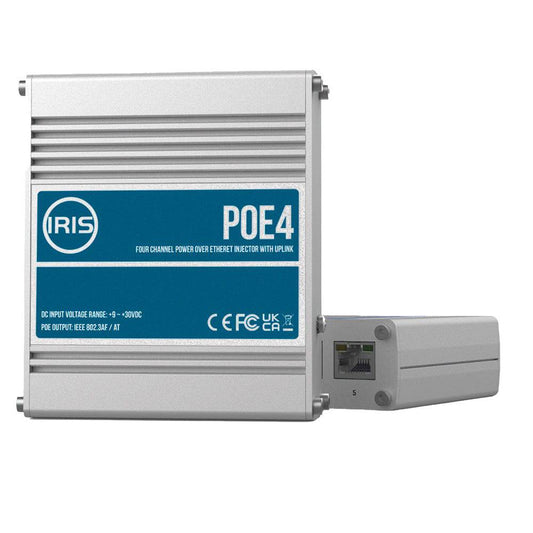 Iris Four Channel Uplink Power Over Ethernet Switch - IEEE802.3af  3at Compliant - 9-30VDC Input - 48VDC Output [POE4V2] - Twin Screws Marine Service