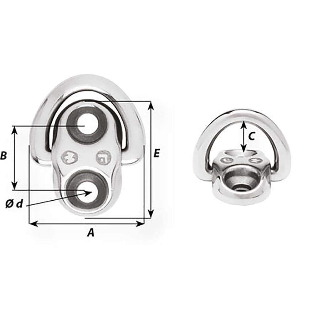 Wichard Folding Pad Eye - 6mm Diameter (15/64") - 2 Fixed Holes [6684] - Twin Screws Marine Service