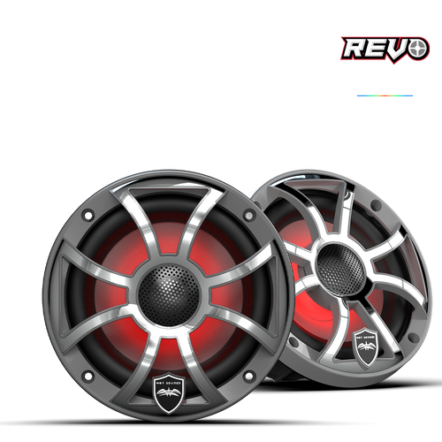 WET SOUNDS REVO 6 XS-S V3 | REVO Series 6.5-inch High-Output Component Style Coaxial Speakers w/ XS-Silver RGB Grilles - Twin Screws Marine Service