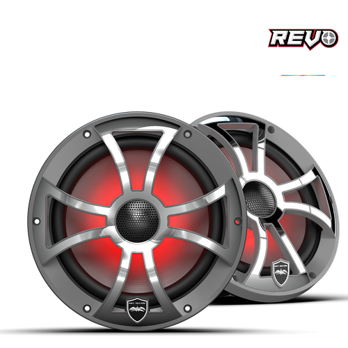 WET SOUNDS REVO 8-XSG-SS | REVO Series 8-inch High-Output Component Style Coaxial Speakers w/ XS-Gunmetal-Stainless Steel RGB Grilles